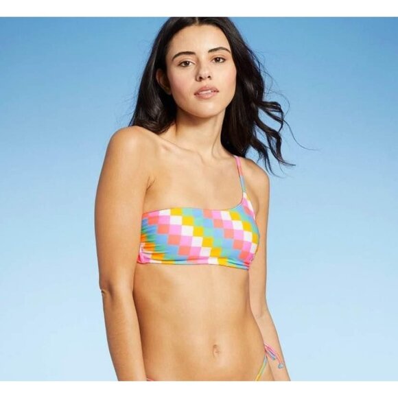 NWT Xhilaration One Shoulder Retro Y2K Bikini Top Beach Pool Size Medium (4/6) - Picture 2 of 4